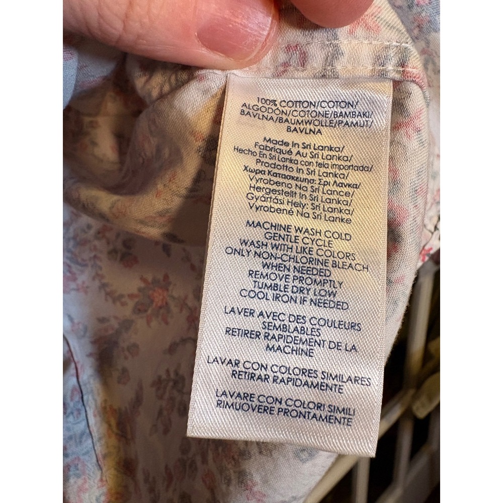 Chaps Button Down Shirt Womens 1X Multicolor Good Floral Paisley No Iron Cotton - Picture 4 of 6